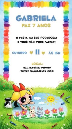 Convite Aniversário Meninas Super Poderosas para Editar Online