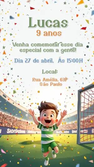 Convite de Aniversário Futebol Menino para Editar Online