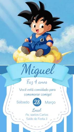 Convite de Aniversário Dragon Ball Goku Infantil Editável