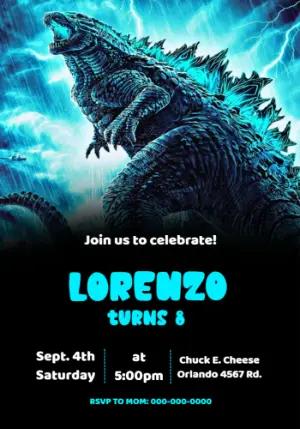Editable Godzilla Birthday Invitation | Epic Monster Template