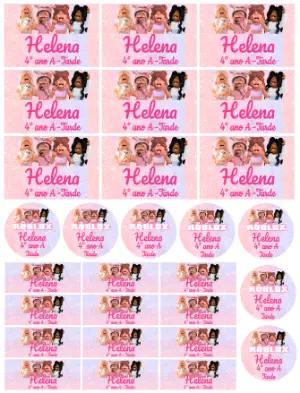Etiquetas Escolares Roblox Rosa com Glitter para Editar