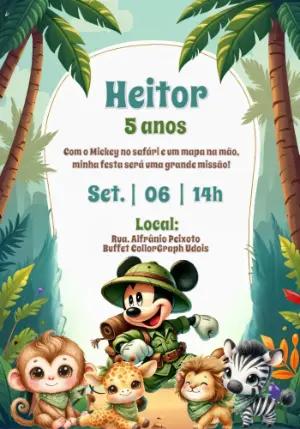 Convite de Aniversário Mickey Safari Explorador para Editar