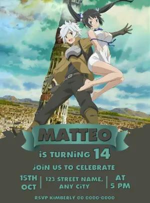 Dungeon ni Deai Birthday Invitation Editable Template