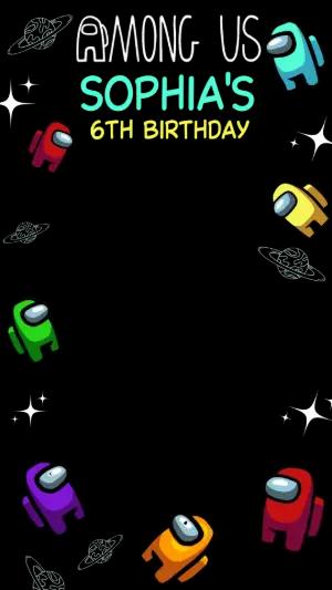 Among Us Birthday Photo Frame Template, Editable for Parties