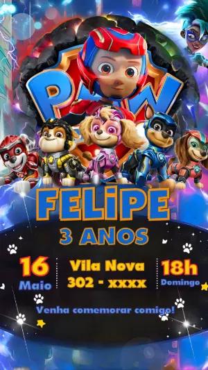 Convite de Aniversário Patrulha Canina Heróis para Editar