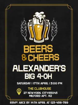 Beers & Cheers Birthday Invitation Template to Edit Online