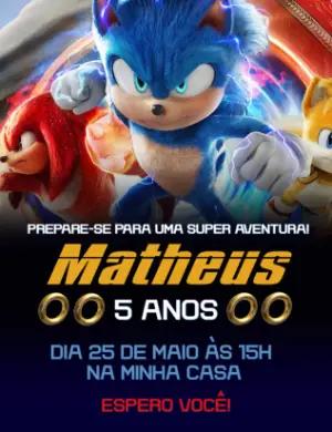 Convite de Aniversário Sonic do Filme para Editar Online