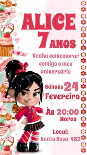 Convite de Aniversário Vanellope Editável