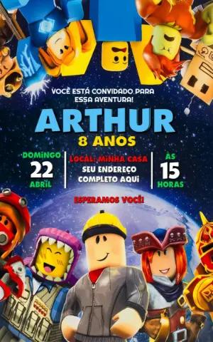 Convite de Aniversário Roblox Aventura Espacial Editável