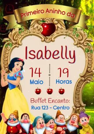 Convite Digital Branca de Neve e os Sete Anões Editável