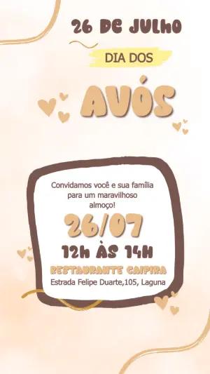 Convite Dia dos Avós Rústico e Afetuoso para Editar