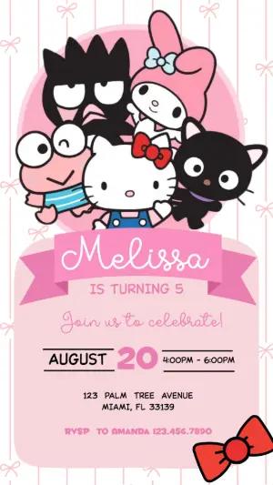 Hello Kitty & Friends Birthday Invitation | Editable Template