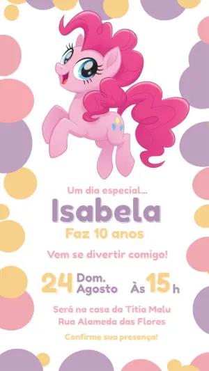 Convite Digital Aniversário Infantil My Little Pony para Editar