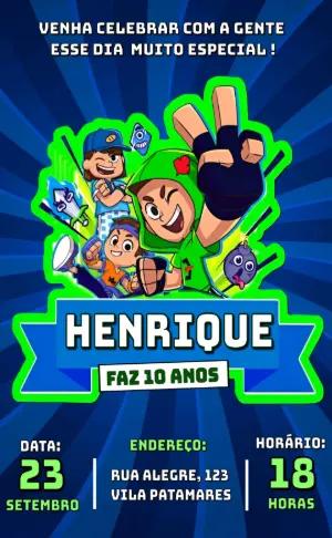 Convite de Aniversário Familia Arqueira Colorido Editável