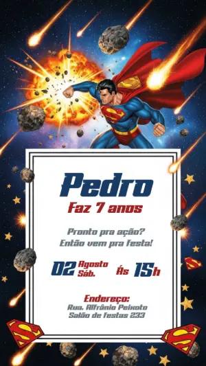 Convite de Aniversário Superman para Editar Online