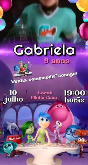 Convite Animado Aniversário Divertida Mente para Editar Online