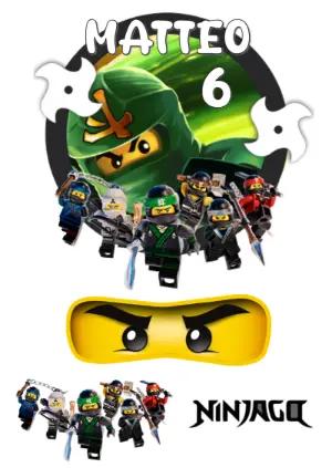 Topo de Bolo Ninjago Editável para Aniversário Infantil