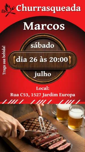 Convite Animado de Churrasco para Aniversário para Editar Online