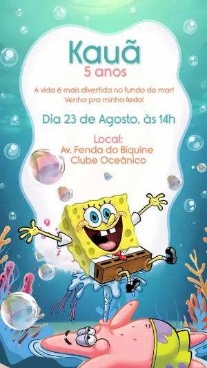 Convite Aniversário Bob Esponja e Patrick para Editar Online