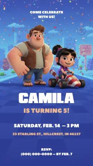 Wreck-It Ralph Birthday Invitation Editable Template