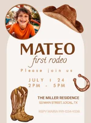 Boho Cowboy First Rodeo Birthday Invitation | Editable Template