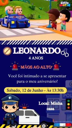 Convite Animado Aniversário Polícia para Editar Online