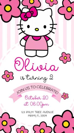 Editable Hello Kitty Birthday Invitation for Girls