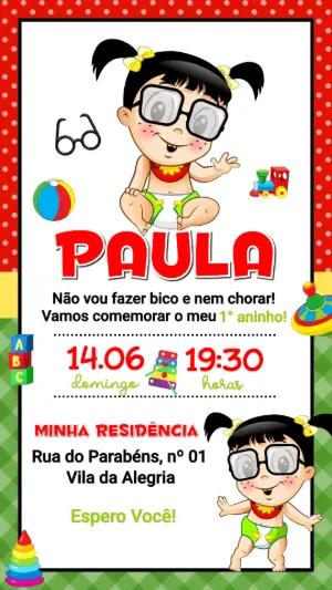 Convite de Aniversário Chiquinha Baby do Chaves Editável