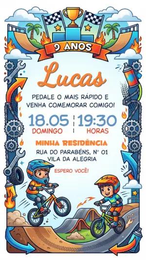 Convite de Aniversário Bicicross Radical para Editar