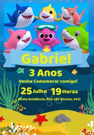 Convite de Aniversário Baby Shark para Editar Online