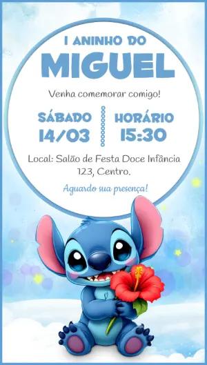 Convite de Aniversário Stitch Editável Online para Enviar