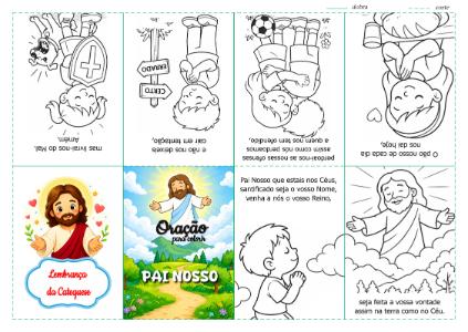Lembrancinha Pai Nosso para Colorir: Livrinho de Catequese Editável