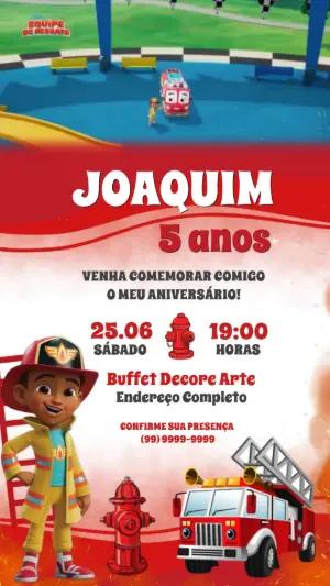 Convite Animado de Aniversário Equipe de Resgate para Editar