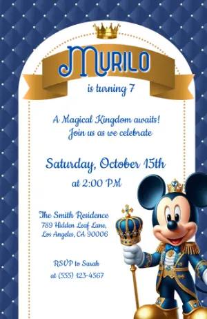 Royal Mickey Prince Birthday Invitation - Editable Template