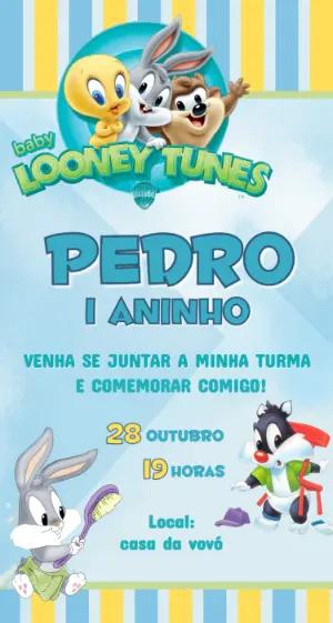 Convite de Aniversário Looney Tunes Baby Editável