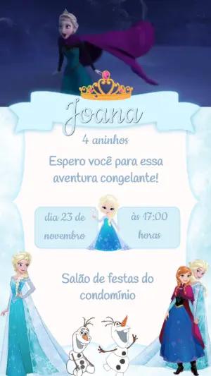 Convite Animado Aniversário Frozen para Editar Online