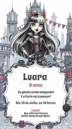 Convite de Aniversário Monster High com Ghouls para Editar Online