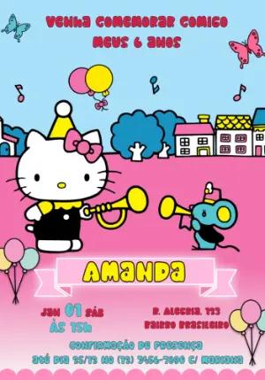 Convite de Aniversário Hello Kitty Editável Online