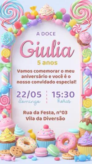 Convite de Aniversário Infantil Confeitaria 3D para Editar