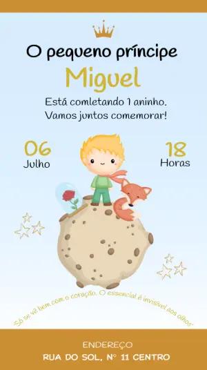 Convite de Aniversário O Pequeno Príncipe Editável