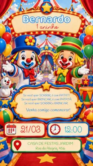 Convite Digital de Aniversário Patati Patatá para Editar