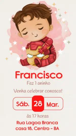 Convite de Aniversário Baby Homem de Ferro Fofo para Editar