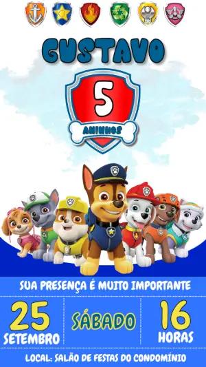 Convite Aniversário Patrulha Canina para Editar Online