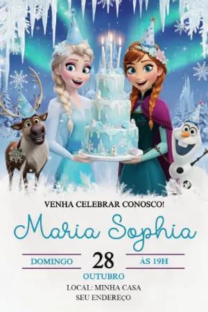 Convite de Aniversário Frozen Aventura Congelante Editável