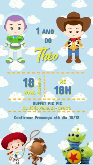 Convite Editável Aniversário Infantil Tema Toy Story