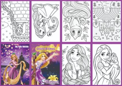 Livrinho de Colorir Rapunzel Editável para Aniversário