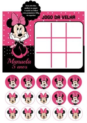 Jogo da Velha Minnie Mouse para Aniversário Editável Online