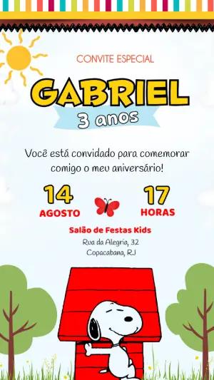 Convite de Aniversário Snoopy e sua Turma | Modelo Editável