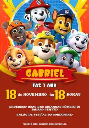 Convite Aniversário Patrulha Canina para Editar Online