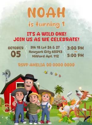 Zenon The Farmer Birthday Invitation | Editable Online Template